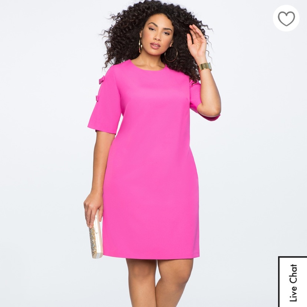 Eloquii Pink Slit Sleeve Bow Dress Size 20